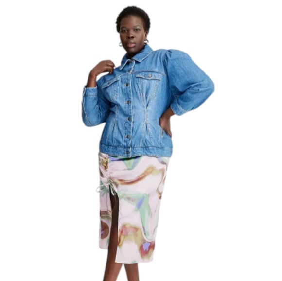 Future Collective Marbled Silk Curved Hem Midi Skirt - Picture 2 of 16